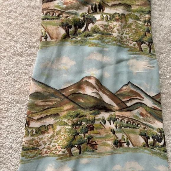 RARE Reformation Dietrich Landscape Mountains Blue Midi Slip Dress sz 2